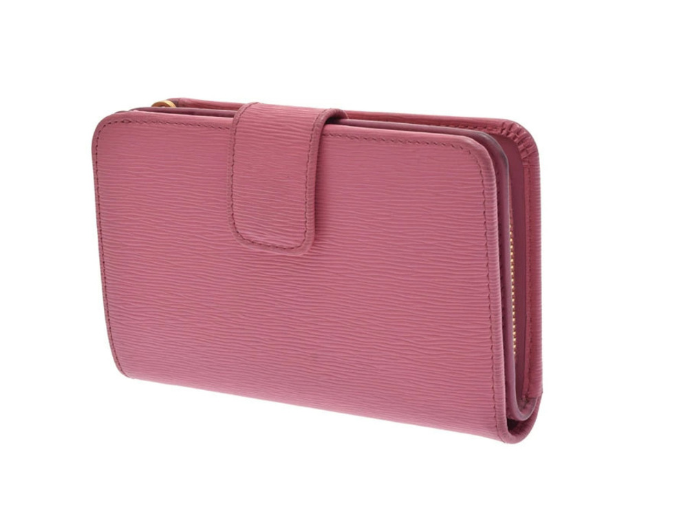 Prada card calfskin wallet fold pink bi